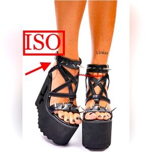 ISO Dolls Kill Widow Killing Me Softly Platform Sandals spikes inverted cross